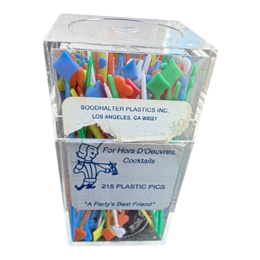 Vintage Soodhalter Plastics 4-Aces Cocktail Picks Plastic Hors D'Oeuvres Multi